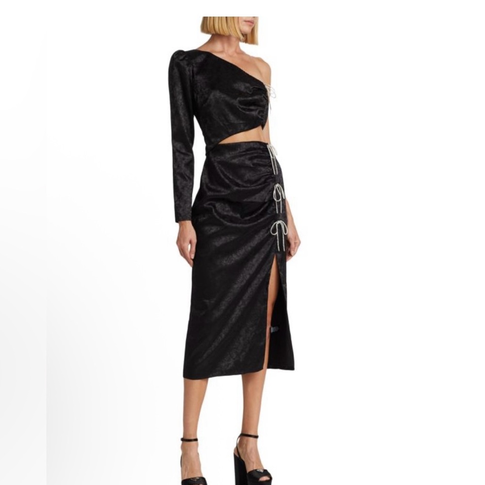 WAYF Black One-Shoulder Dress with Slit